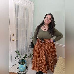 Corset Skirt in Orange Pumpkin Gingham